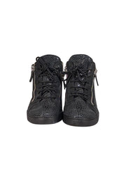 Giuseppe Zanotti - Grey Spotted Print High Top Lace Up Sneakers Sz 8 - Current Boutique