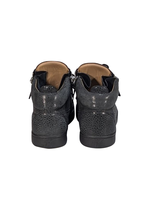 Giuseppe Zanotti - Grey Spotted Print High Top Lace Up Sneakers Sz 8 - Current Boutique