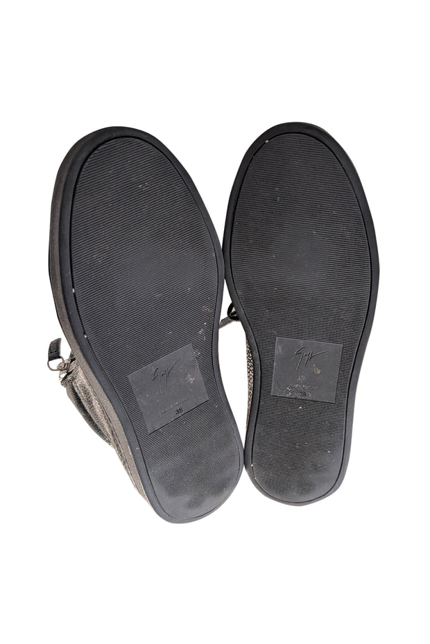 Giuseppe Zanotti - Grey Spotted Print High Top Lace Up Sneakers Sz 8 - Current Boutique