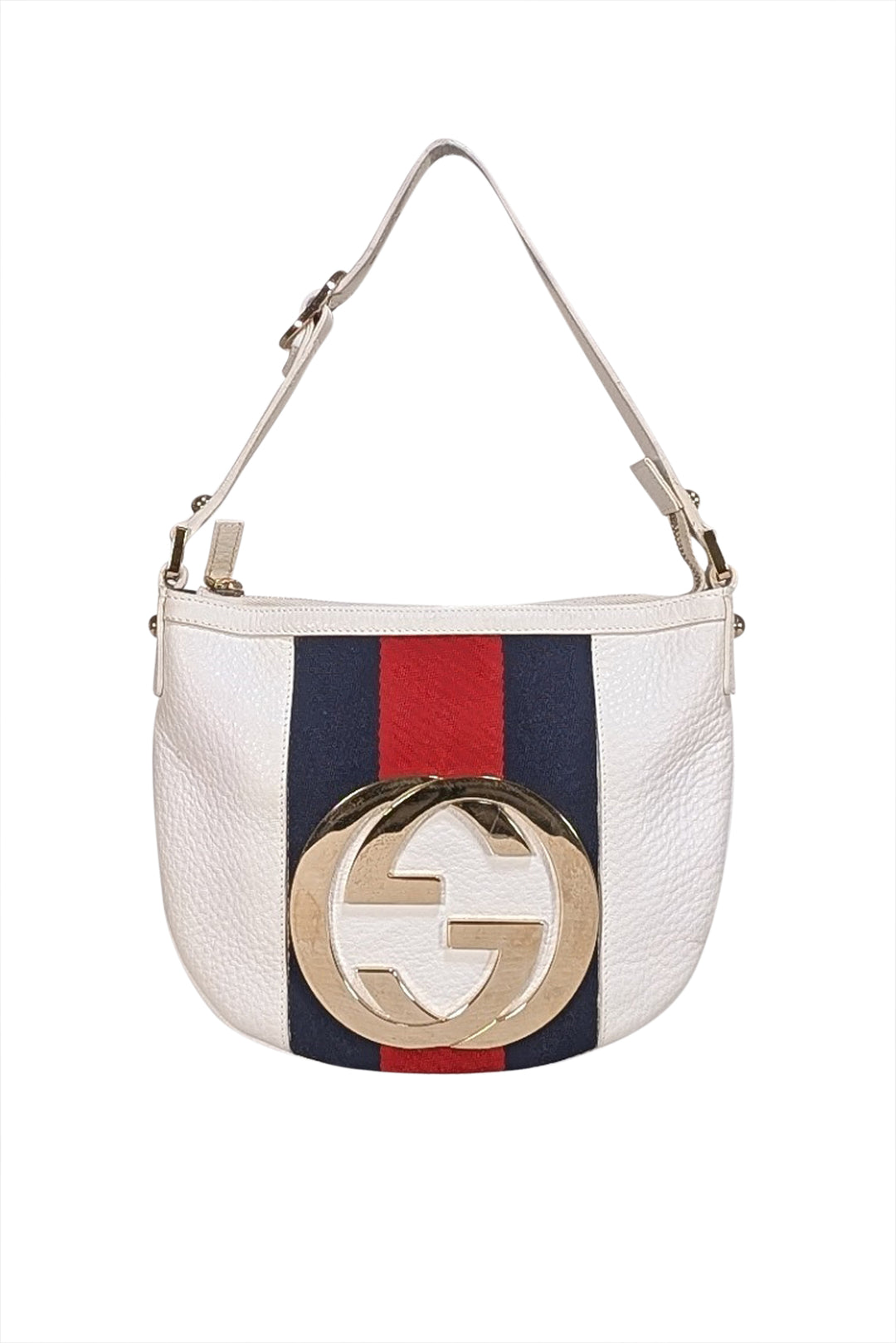 Gucci - White Calfskin Leather Blondie Mini Hobo Shoulder Bag