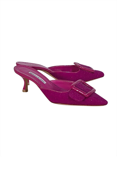 Manolo Blahnik - Magenta Pink Pointed Toe Mule Heels Sz 10