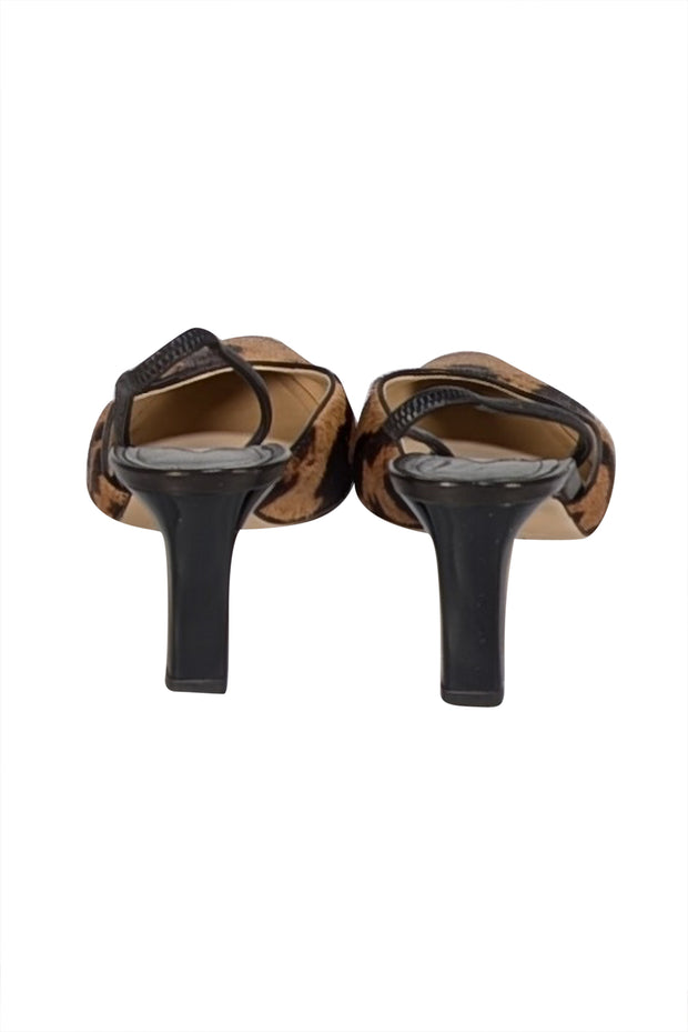 Paul Andrew - Tan & Brown Print Pony Hair Slingback Heels Sz 9.5 - Current Boutique