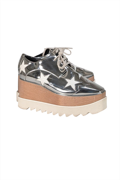 スニーカー STELLA MCCARTNEY Women Sneakers 810398 W1IL0 STELLA MCCARTNE Stella McCartney - Silver Metallic Star Print Platform