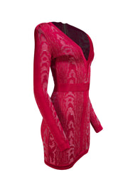 Balmain - Red Textured Long Sleeve Bandage Dress Sz 4 - Current Boutique