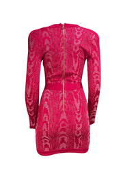 Balmain - Red Textured Long Sleeve Bandage Dress Sz 4 - Current Boutique