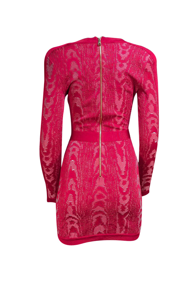 Balmain - Red Textured Long Sleeve Bandage Dress Sz 4 - Current Boutique