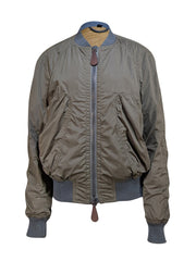 Burberry - Olive Green Light Puffer Bomber Jacket Sz 14 - Current Boutique