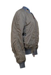 Burberry - Olive Green Light Puffer Bomber Jacket Sz 14 - Current Boutique