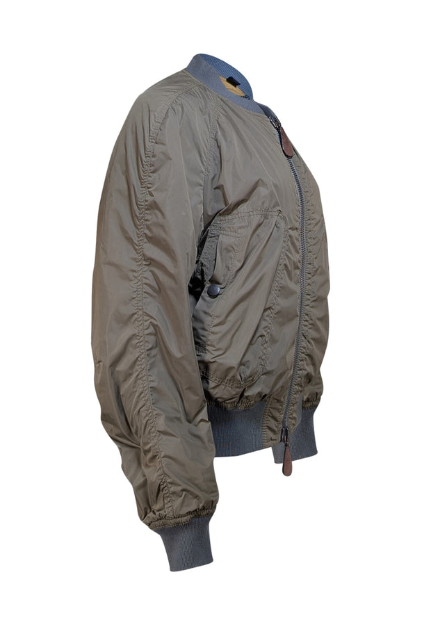Burberry - Olive Green Light Puffer Bomber Jacket Sz 14 - Current Boutique