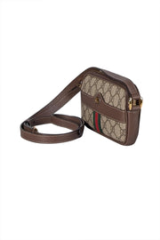 Gucci - Brown Monogram Print Mini Crossbody Bag - Current Boutique