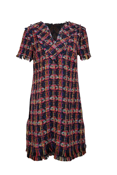 Trina Turk - Black & Multicolor Tweed Short Sleeve Dress Sz 12 - Current Boutique
