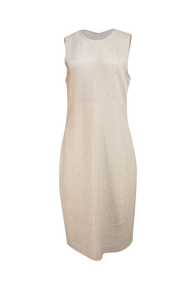 St. John - Beige & Cream Knit Sleeveless Dress Sz 12 St. John - Beige & Cream Knit Sleeveless Dress Sz 12