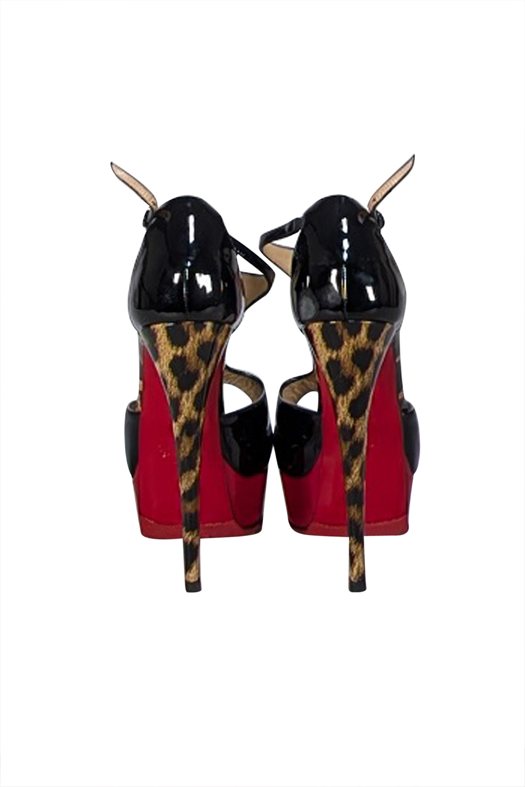 Christian Louboutin - Black & Red Patent Leather T Strap Platform