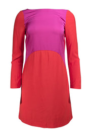 Maje - Pink & Orange Color Block Low Back Dress Sz 4 - Current Boutique