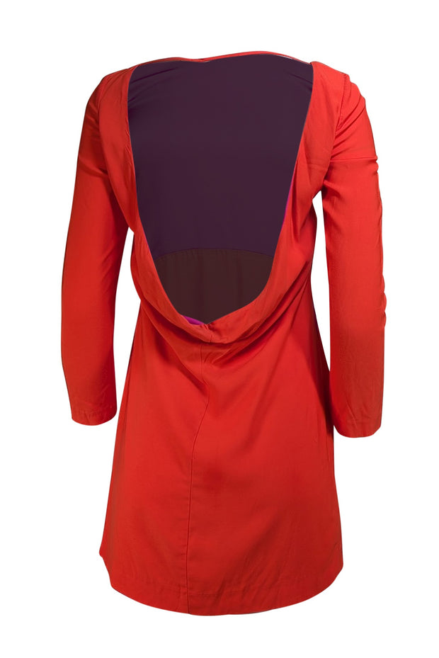 Maje - Pink & Orange Color Block Low Back Dress Sz 4 - Current Boutique