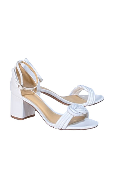 Alexandre Birman - White Leather Knot Toe Block Heel Sandal Sz 8