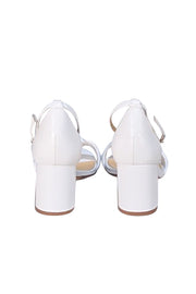 Alexandre Birman - White Leather Knot Toe Block Heel Sandal Sz 8