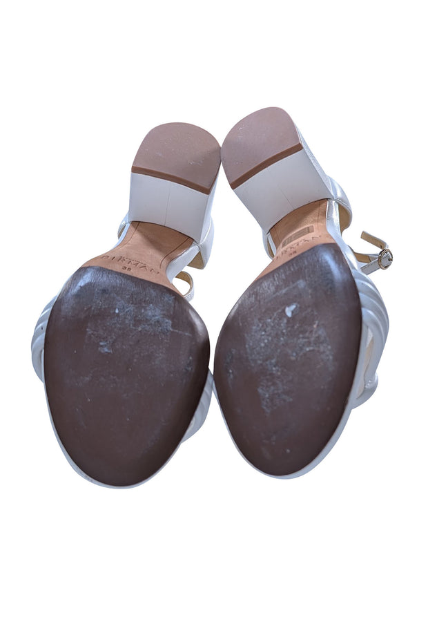 Alexandre Birman - White Leather Knot Toe Block Heel Sandal Sz 8