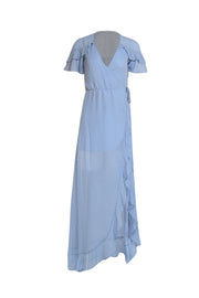 For Love & Lemons - Pale Blue Metallic Dot Texture Wrap Dress Sz XS