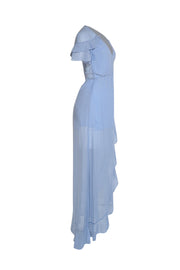 For Love & Lemons - Pale Blue Metallic Dot Texture Wrap Dress Sz XS