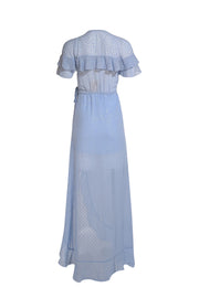 For Love & Lemons - Pale Blue Metallic Dot Texture Wrap Dress Sz XS