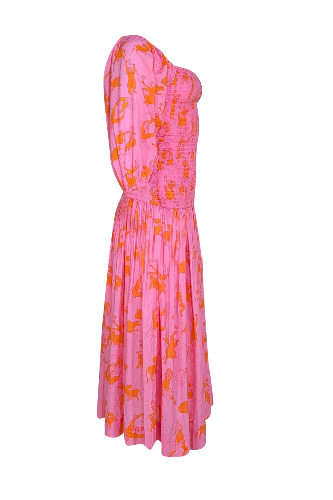 Rhode - Pink & Orange Print Crop Sleeve Dress Sz S | Current
