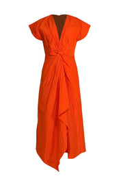 The Fold - Orange Twist Knot Maxi Dress Sz 6 - Current Boutique