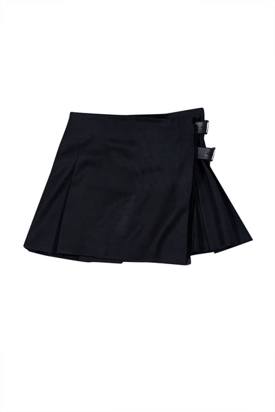 Burberry - Black Wool Pleated Mini Skirt Sz 4 - Current Boutique