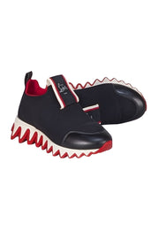 Christian Louboutin - Black w/Red Trim Slip On Sneakers Sz 7 - Current Boutique