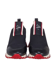 Christian Louboutin - Black w/Red Trim Slip On Sneakers Sz 7 - Current Boutique