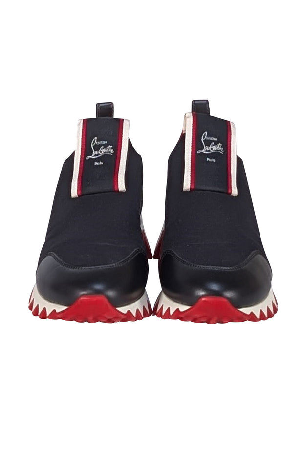 Christian Louboutin - Black w/Red Trim Slip On Sneakers Sz 7 - Current Boutique