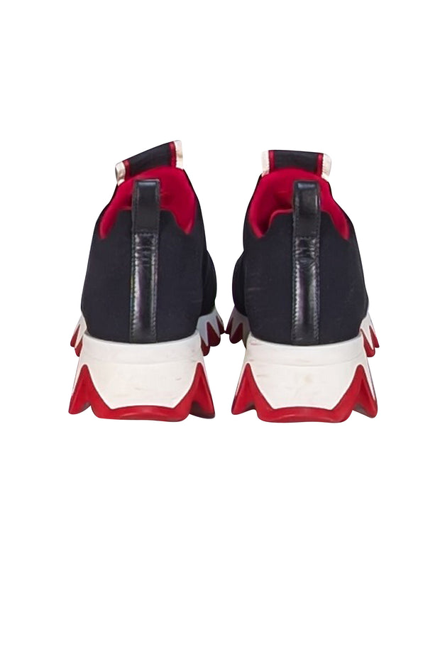 Christian Louboutin - Black w/Red Trim Slip On Sneakers Sz 7 - Current Boutique