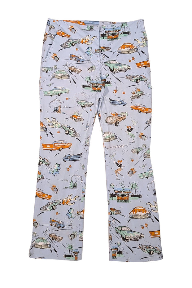 Prada - Pale Blue Vintage Car Print Spring 2012 Capris Sz 6