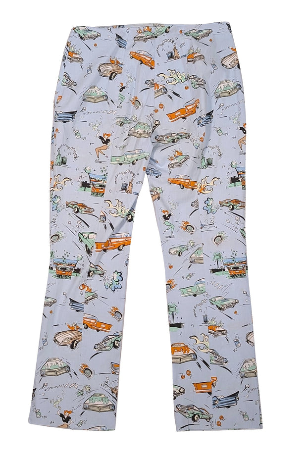 Prada - Pale Blue Vintage Car Print Spring 2012 Capris Sz 6