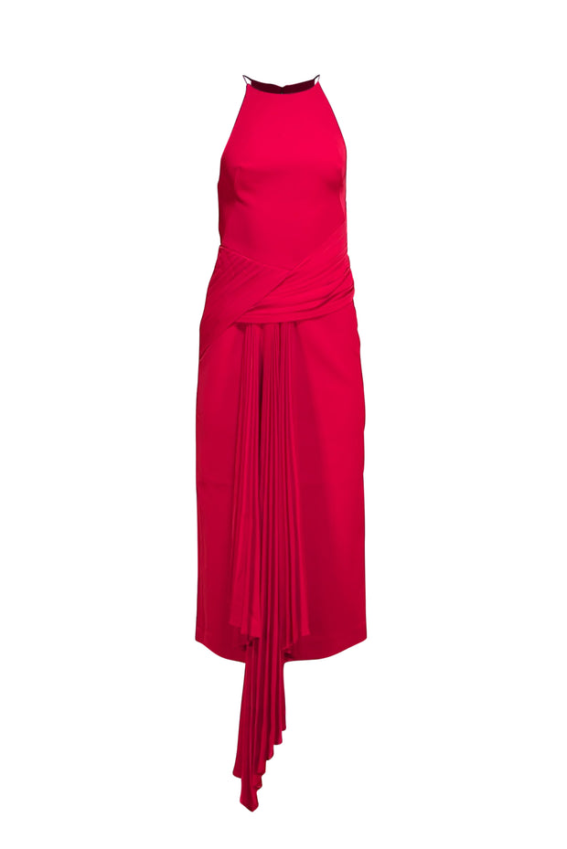 Acler - Red Sleeveless Pleated Detail Dress Sz 2 - Current Boutique