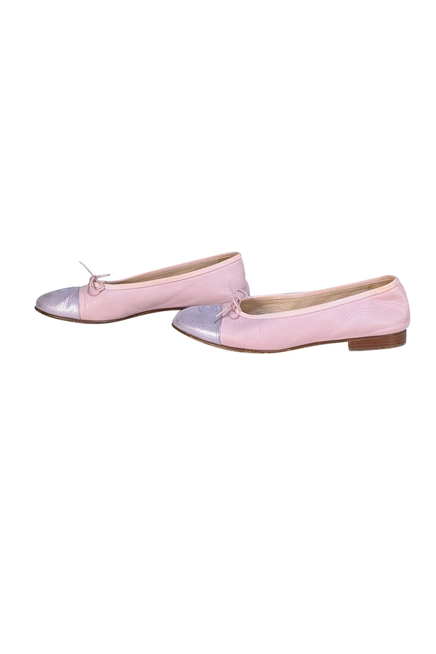 Chanel - Blush & Metallic Pink Leather Ballet Flats Sz 8