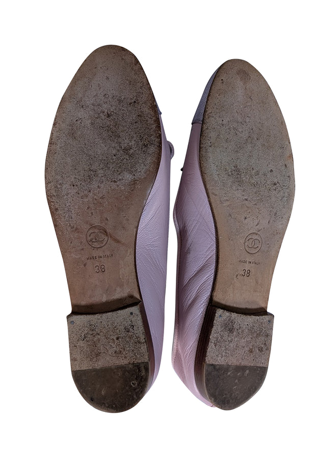 Chanel - Blush & Metallic Pink Leather Ballet Flats Sz 8
