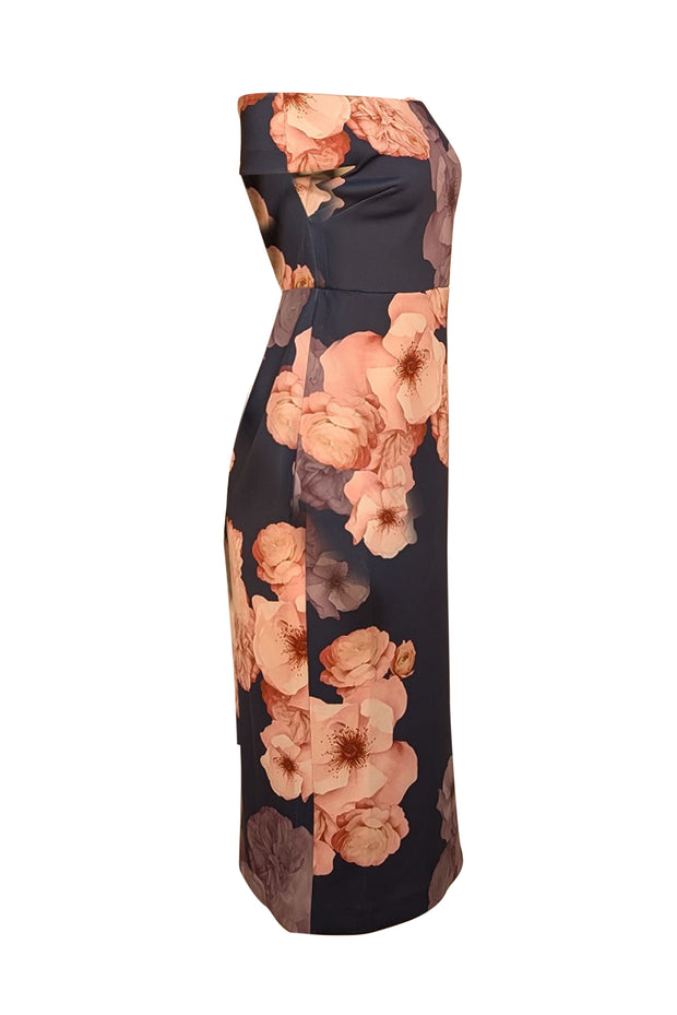 Ted Baker - Navy & Pink Floral Off The Shoulder Dress Sz 6