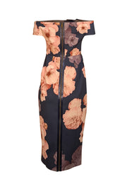 Ted Baker - Navy & Pink Floral Off The Shoulder Dress Sz 6