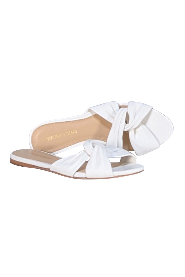 Veronica Beard - White Leather Slide Sandals Sz 5 - Current Boutique