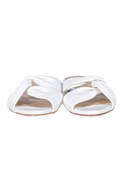 Veronica Beard - White Leather Slide Sandals Sz 5 - Current Boutique