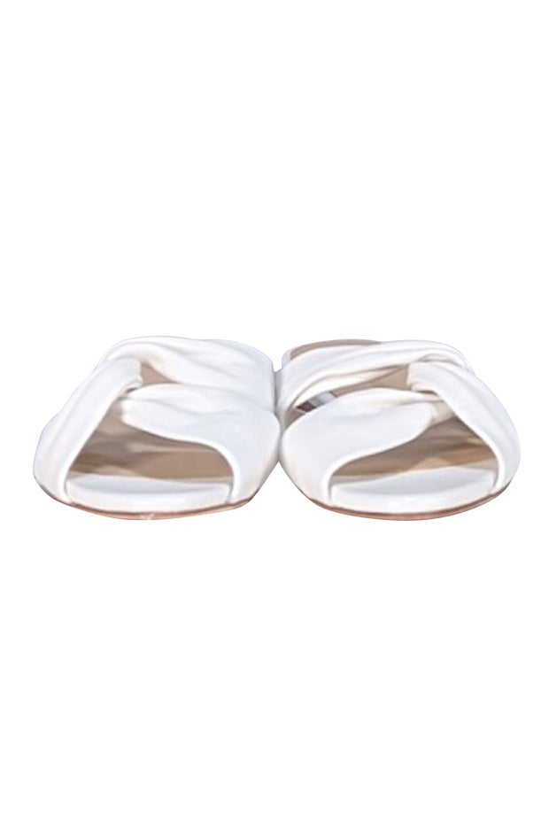 Veronica Beard - White Leather Slide Sandals Sz 5 - Current Boutique