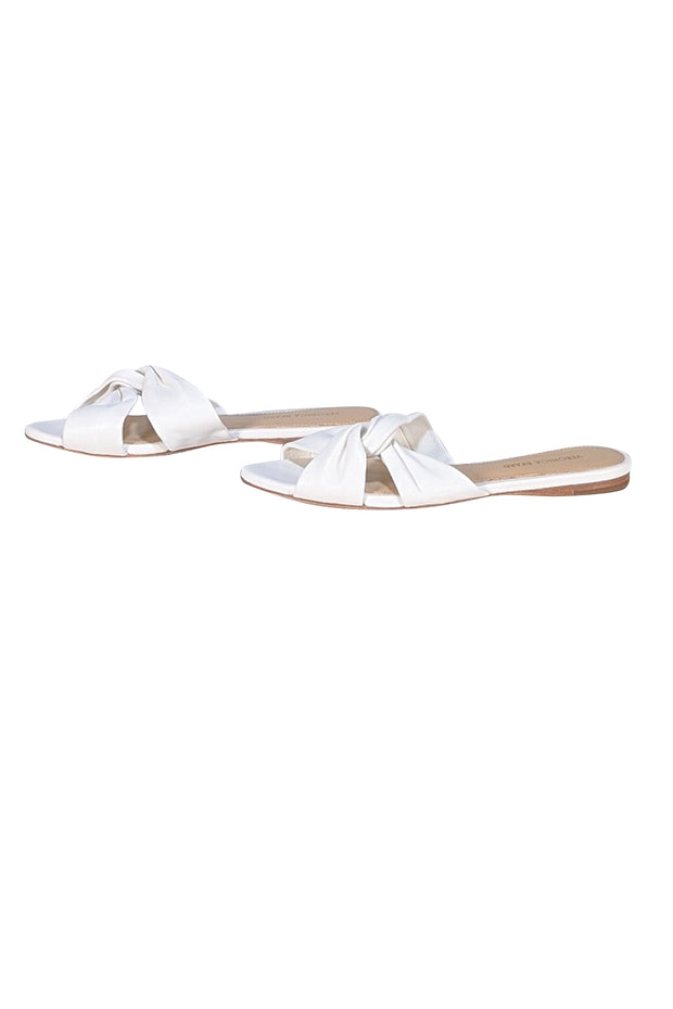 Veronica Beard - White Leather Slide Sandals Sz 5 - Current Boutique