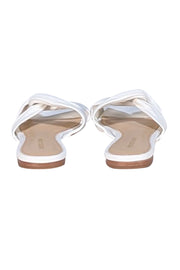Veronica Beard - White Leather Slide Sandals Sz 5 - Current Boutique