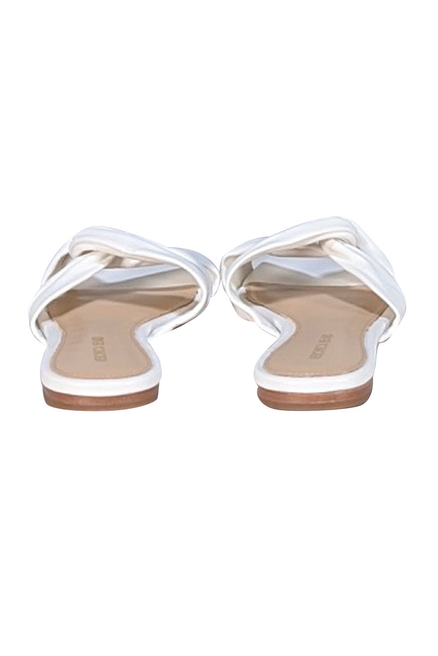 Veronica Beard - White Leather Slide Sandals Sz 5 - Current Boutique