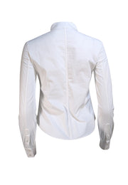 Alexander McQueen - White Ruffle Bib Front Button Down Shirt Sz 2 - Current Boutique