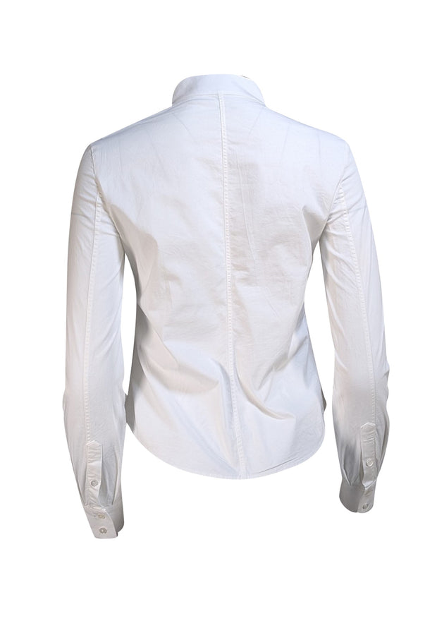 Alexander McQueen - White Ruffle Bib Front Button Down Shirt Sz 2 - Current Boutique
