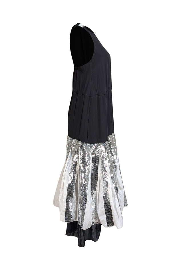tibi black pleated dress Tibi Pleated Dress in Black