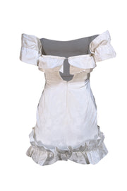 V. Chapman - White Floral Ruffle Hem "Hollyhock" Mini Dress Sz 0 - Current Boutique