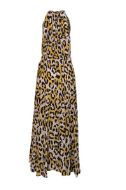 Diane von Furstenberg - White, Yellow, & Black Large Leopard Print Sleeveless Dress Sz M